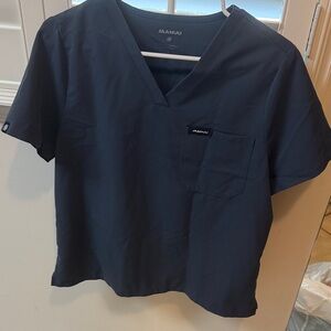 Jaanuu charcoal V-Neck Scrub Top with Chest Pocket